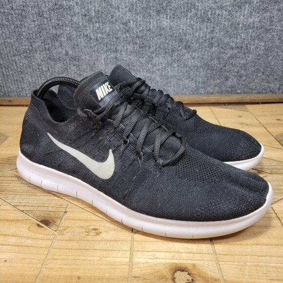 Nike Other - Nike Free RN Flyknit Running Sneakers Shoes Mens 11.5 Black White 880843 001